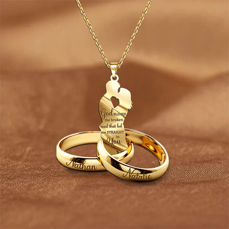 Couple Gift Couple Rings Personalized Stainless Steel Necklace