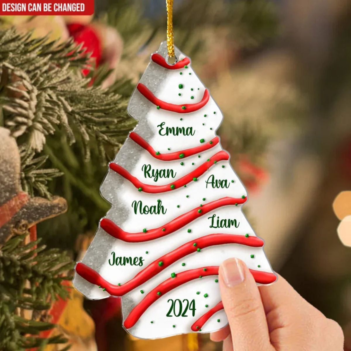 Christmas Tree Cake Personalized Family Christmas Ornament