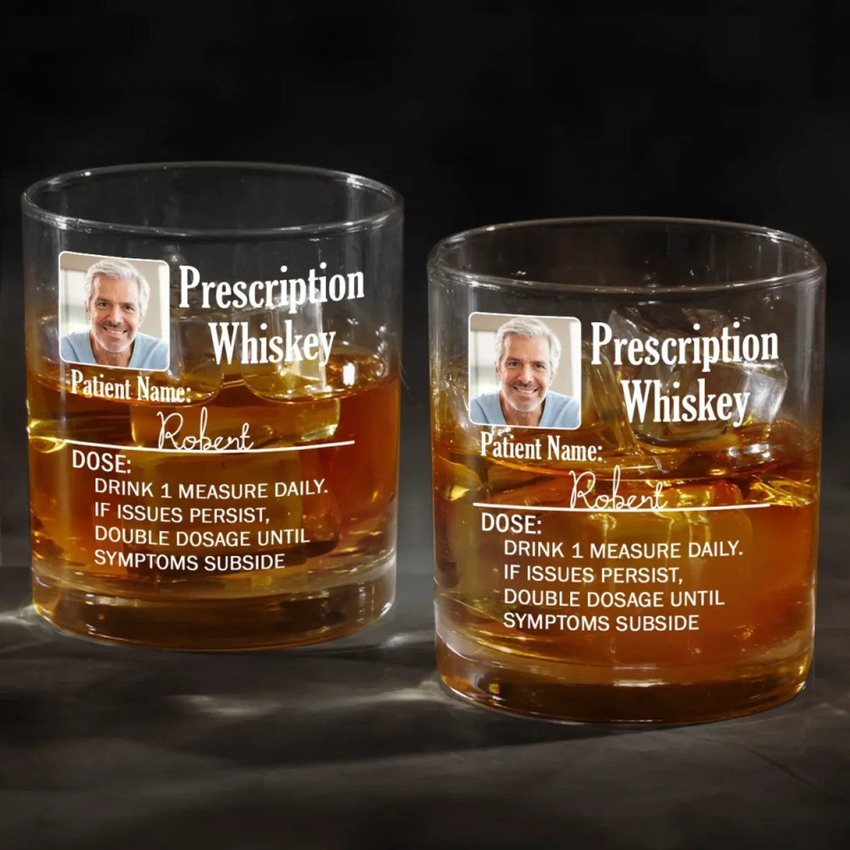 Your Prescription To Relax - Personalized Photo Whiskey Glass Gift For Dad, Grandpa