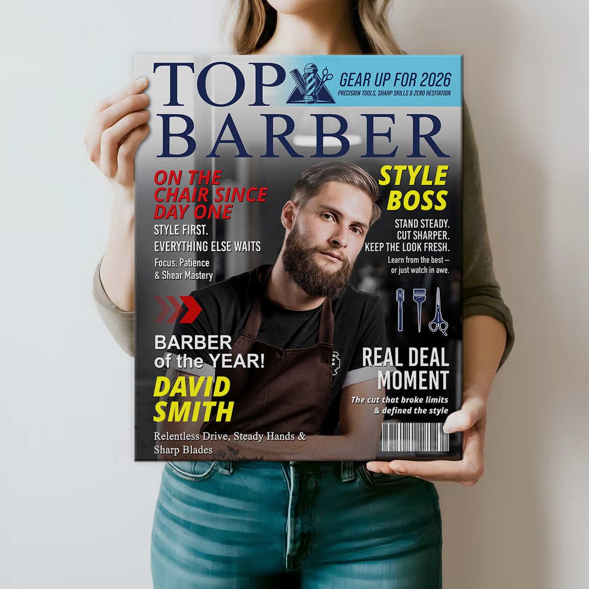 Personalized Barber Magazine Cover, Custom Barber Dad Gift, Barber Lover Gift