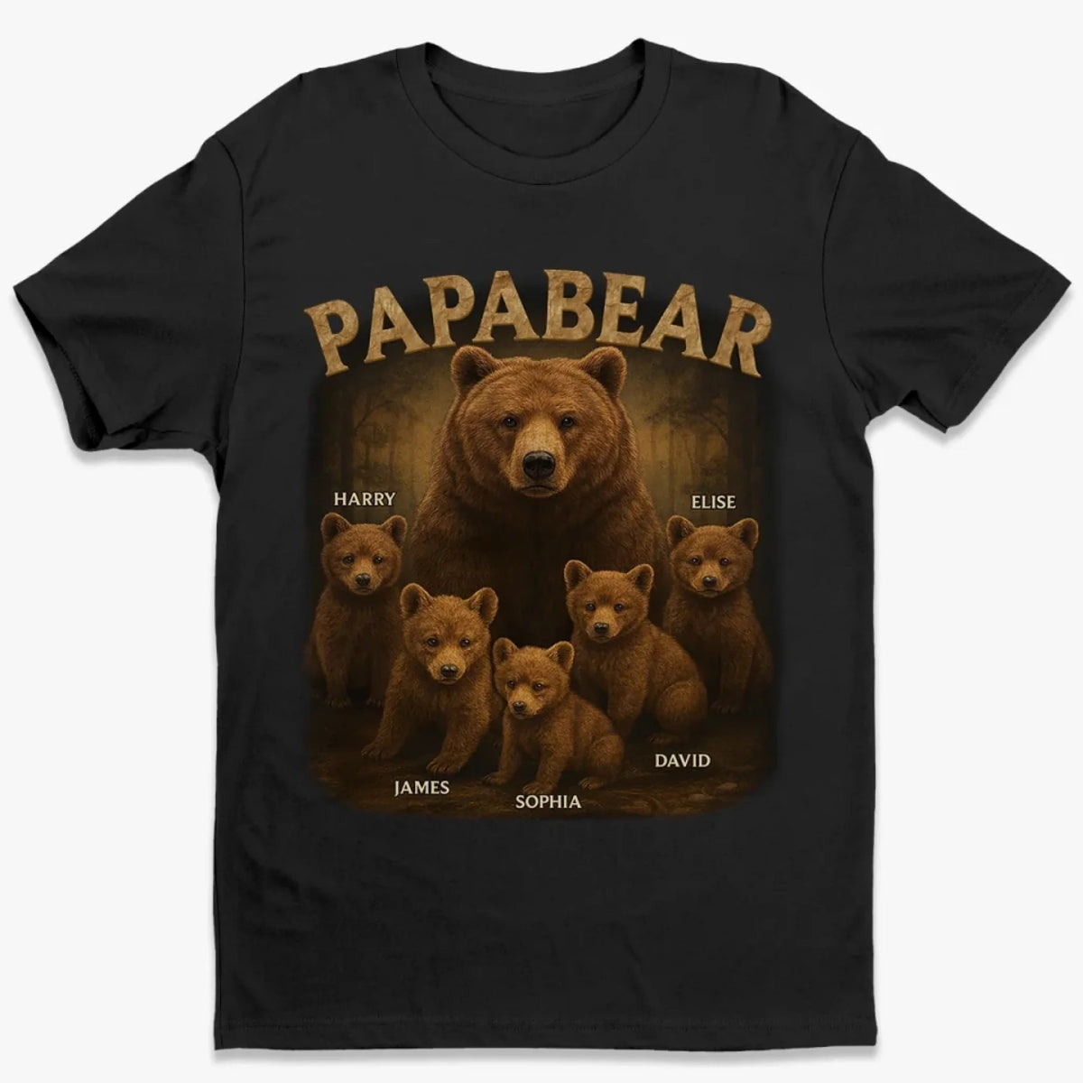 Papa Bear, Always There To Protect His Cubs - Family Personalized Pure Cotton T-Shirt Father's Day Gift For Dad, Grandpa