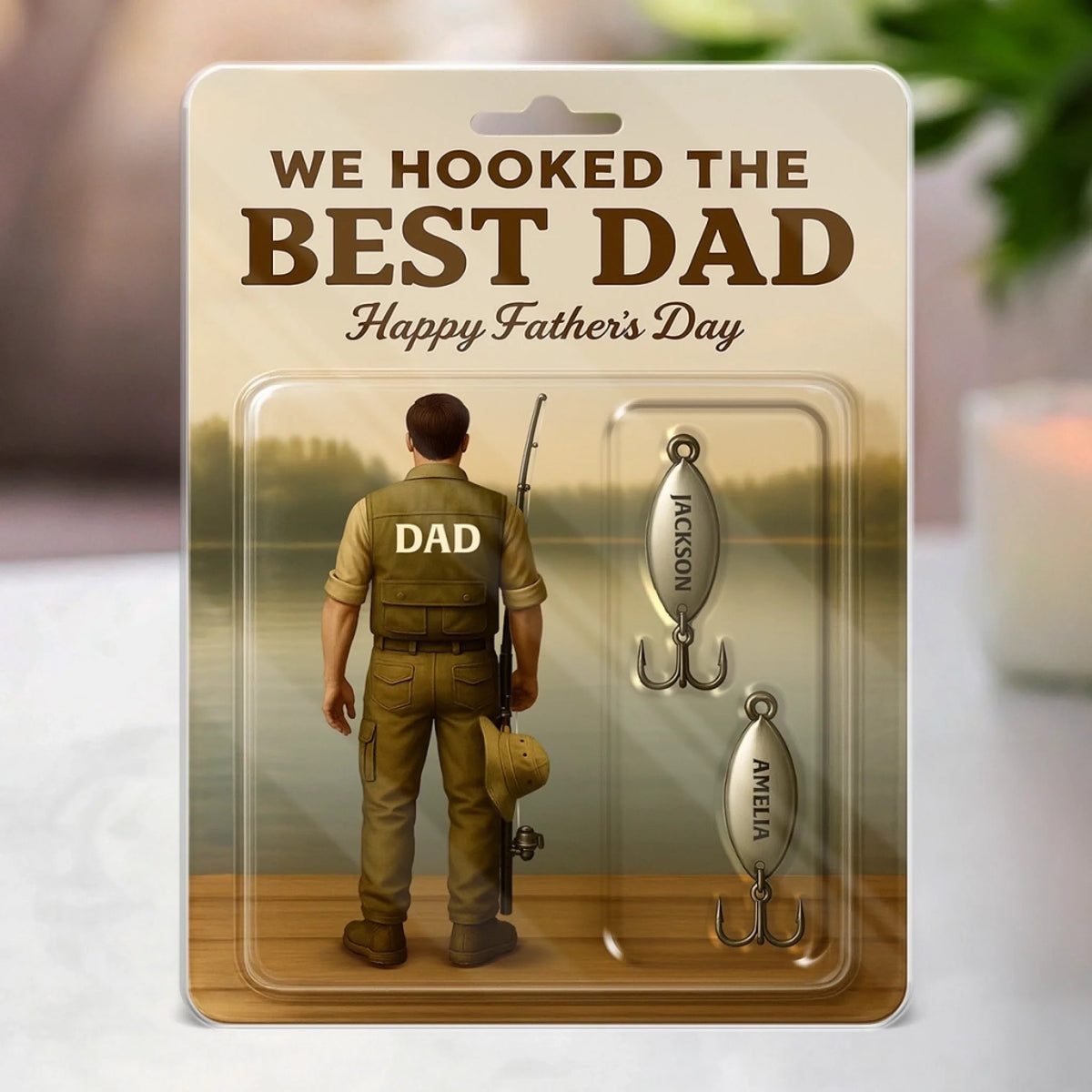 We Hooked The Best Dad - Personalized Acrylic Block Plaque, Father's Day Gift for Dad, Gift for Fishing Lovers, Fishermen