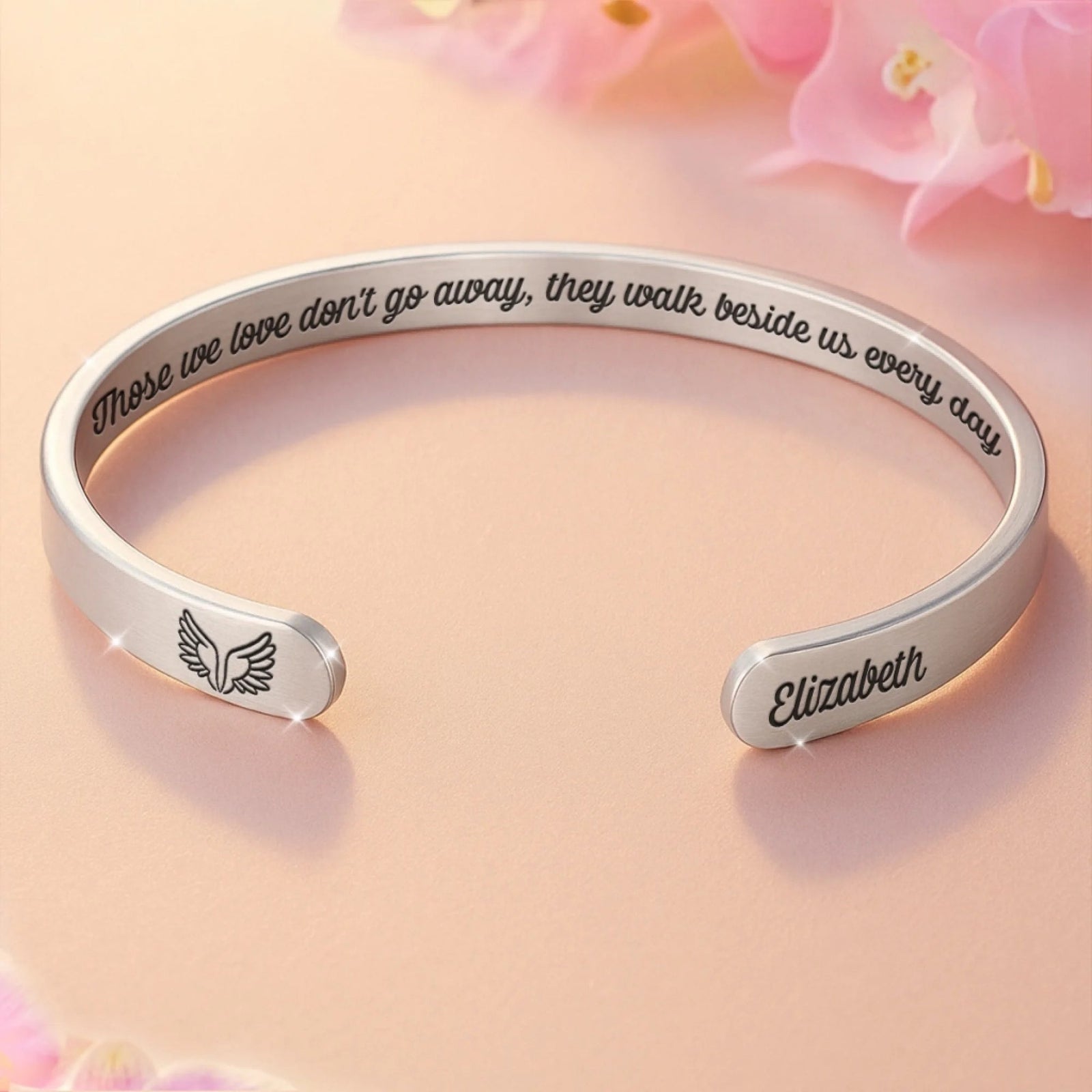 With Me Always - Memorial Personalized Custom Bangle Bracelet Cuffs - Sympathy Gift For Family Members