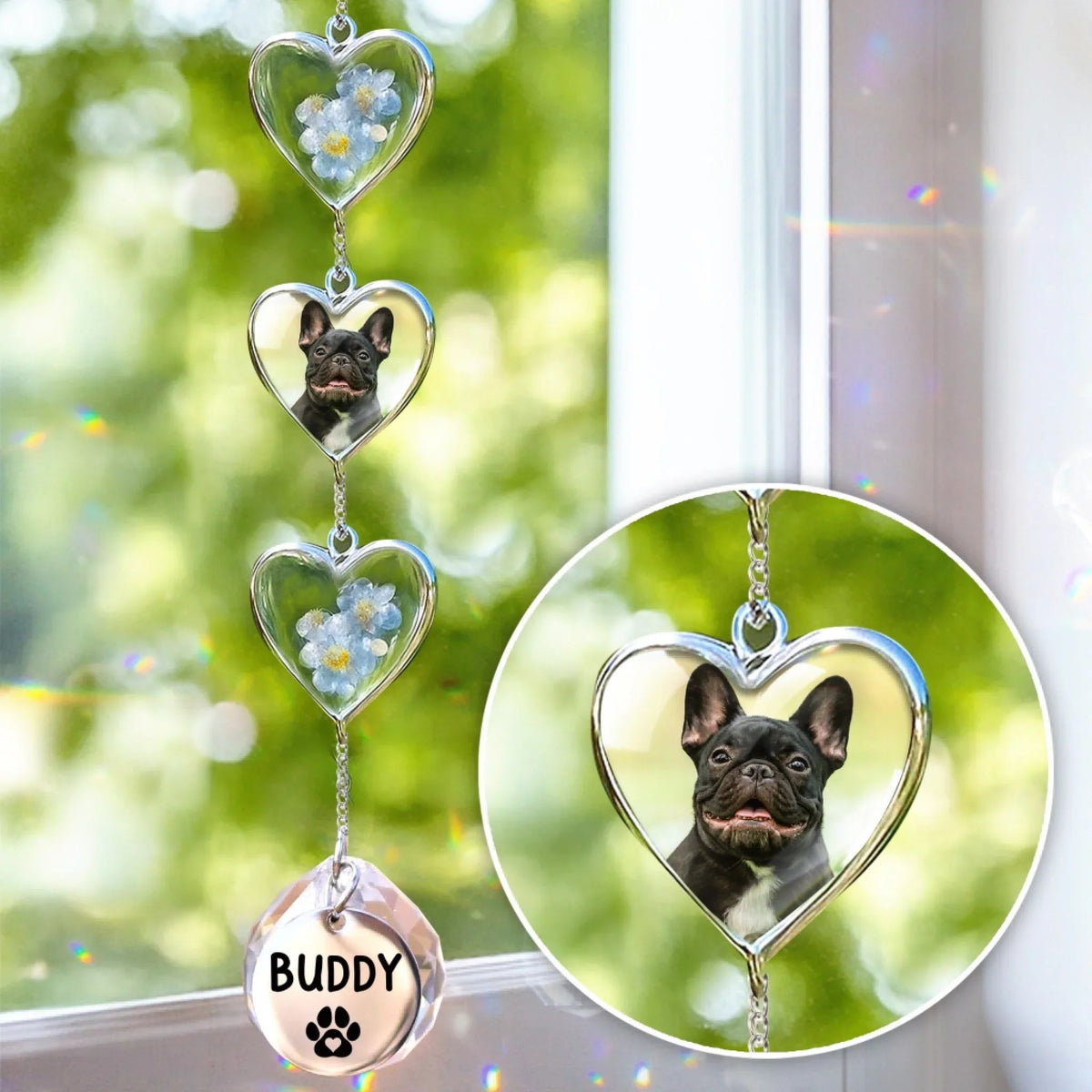Photo Memorial Crystal Suncatcher - Personalized Pet Memorial Sympathy Gifts For Dogs, Cats