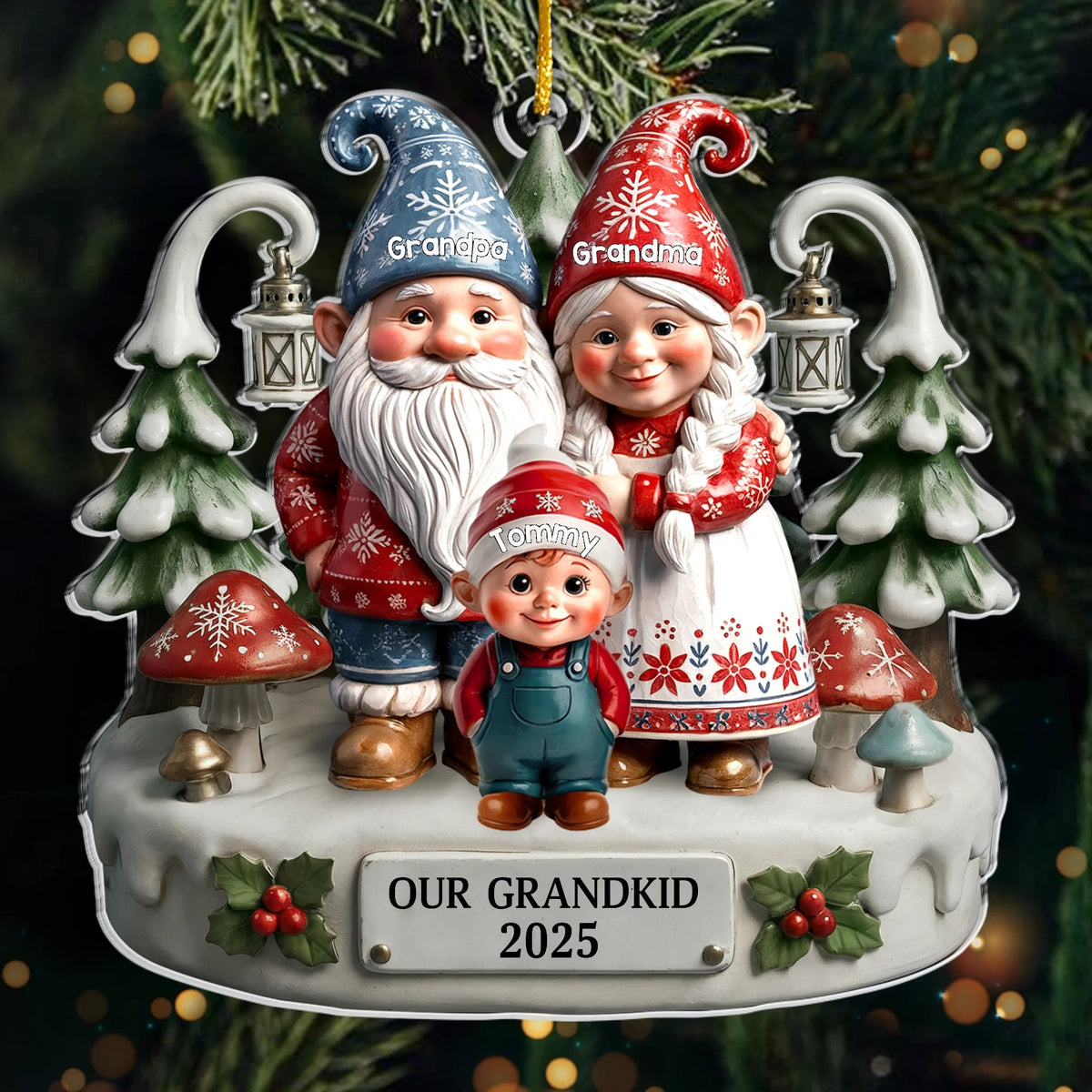 Together Home Feels More Magical - Personalized Acrylic Ornament Christmas Birthday Gifts For Grandma, Grandpa