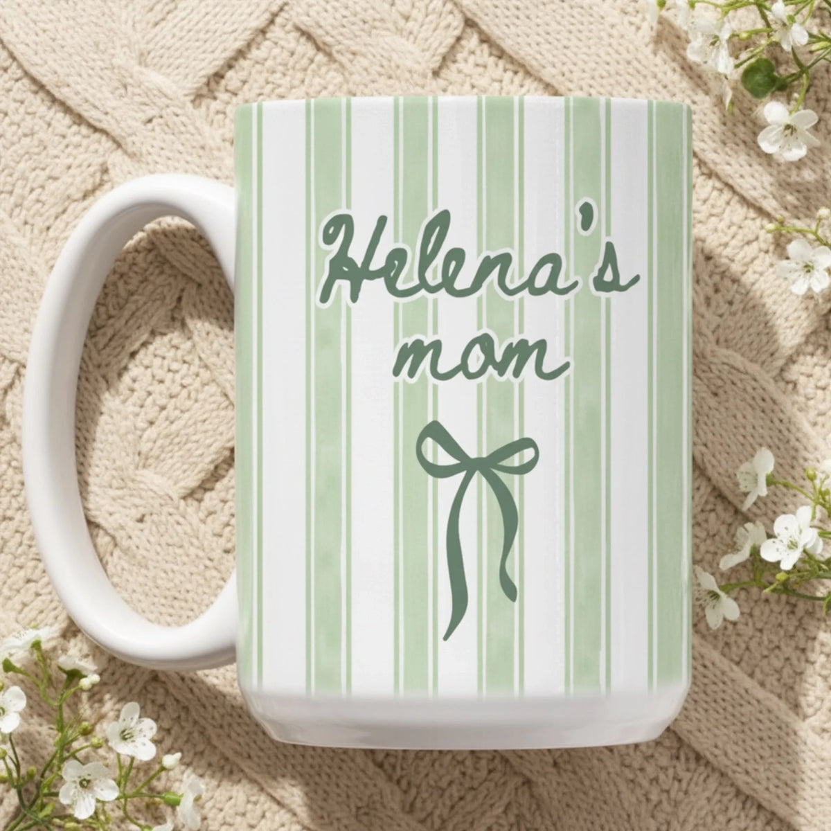 First Time Mom - Personalized Mug, Gift For New Mom, Blue Stripe Mug, Future Mom Gift, New Baby Gift For Mom