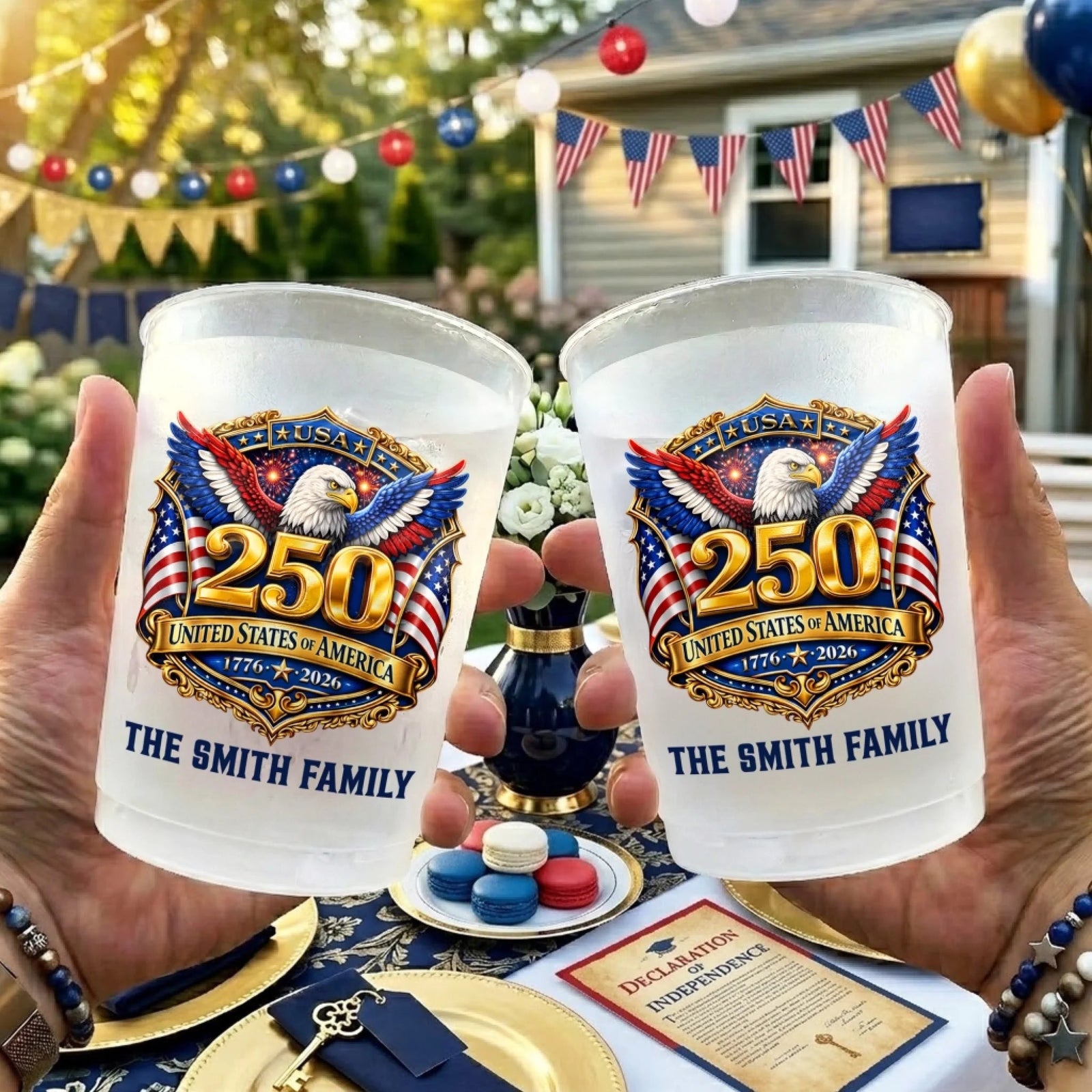 Custom Party Cups - Personalized America 250th Anniversary Gifts For Family