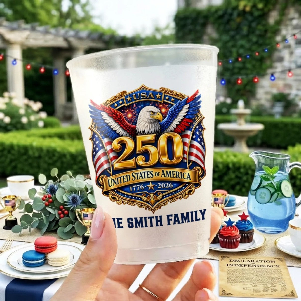 Custom Party Cups - Personalized America 250th Anniversary Gifts For Family