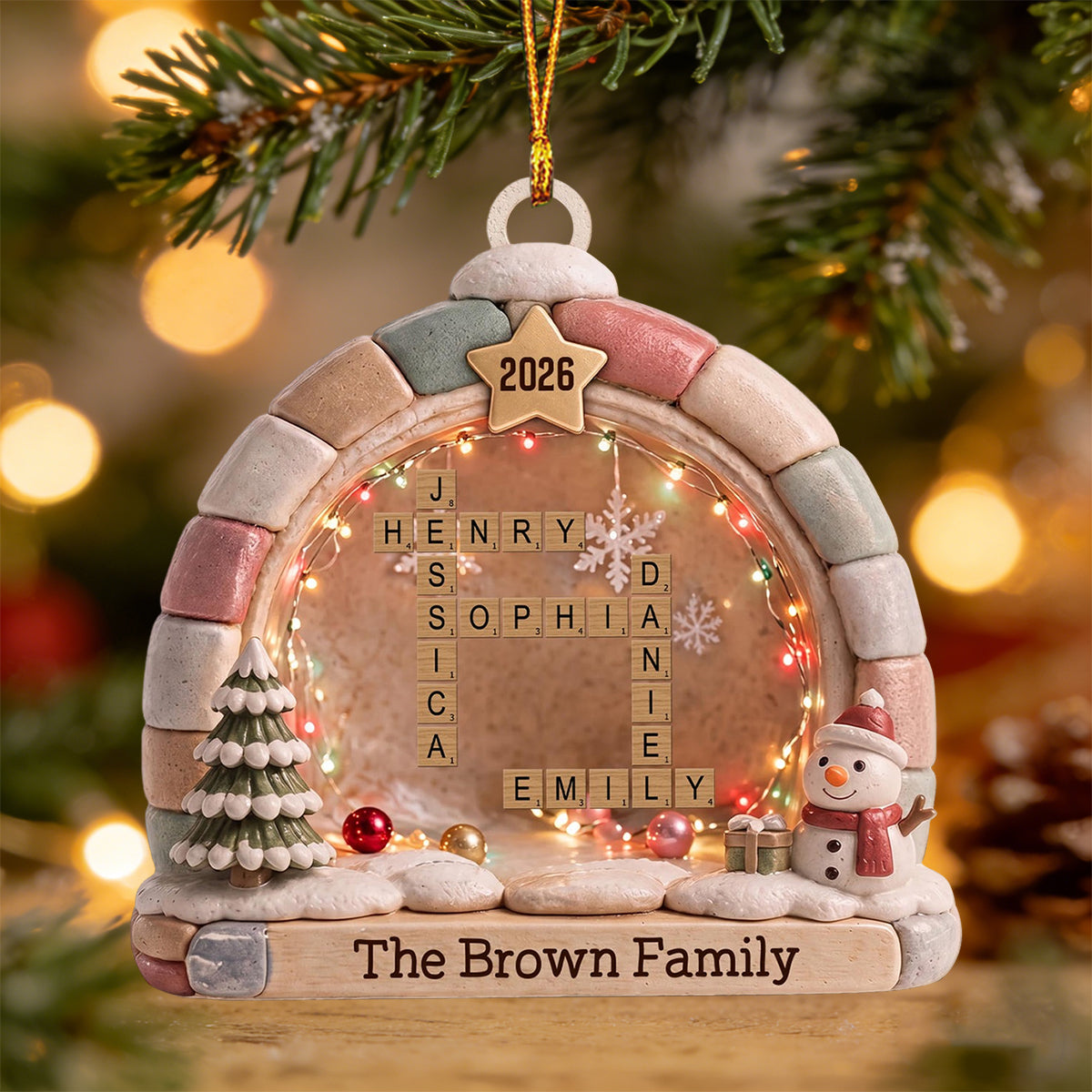 "Our Family" – Personalized Crossword Puzzle Art Ornament | Gift For Family Lovers