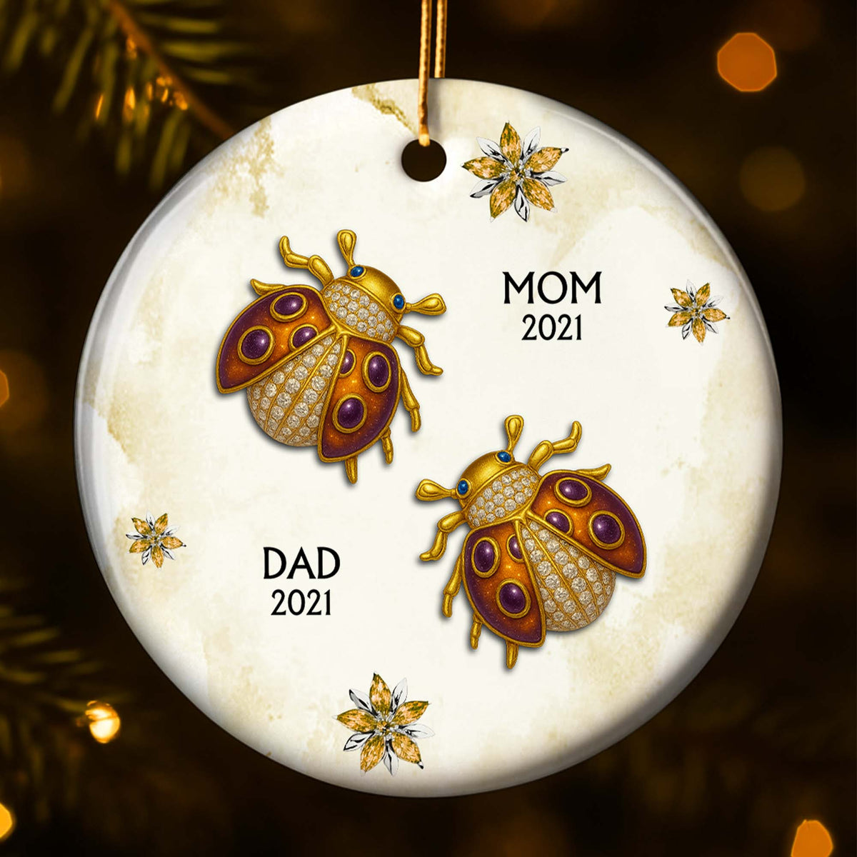 The Love And Memories With Birds And Flowers - Personalized Ceramic Ornament Gift For Family Members