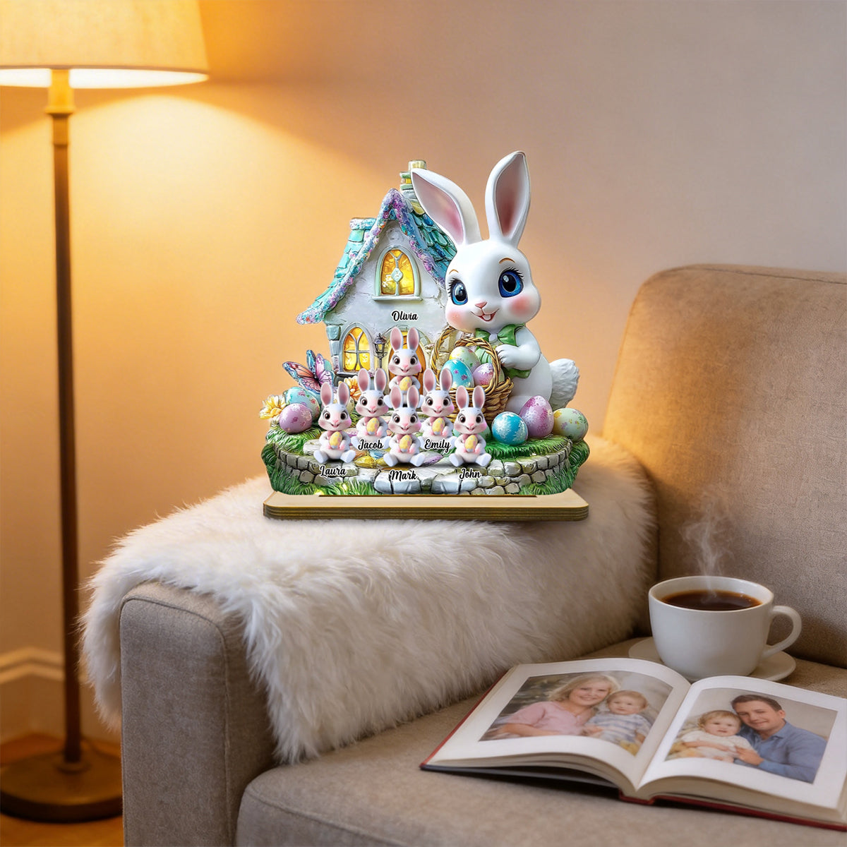 Grandma's Bunnies - Personalized Grandma Custom Shaped Wooden Plaque