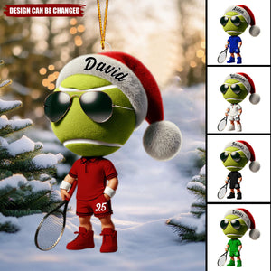 Cool Tennis Player Christmas Ornament, Personalized Acrylic  Ornament