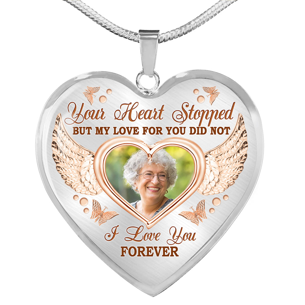 Personalized Memorial Heart Necklace Your Heart Stopped Custom Memorial Gift