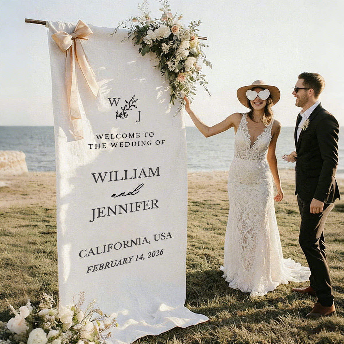 Personalized Wedding Welcome Sign, Custom Wedding Signs，Wedding banner