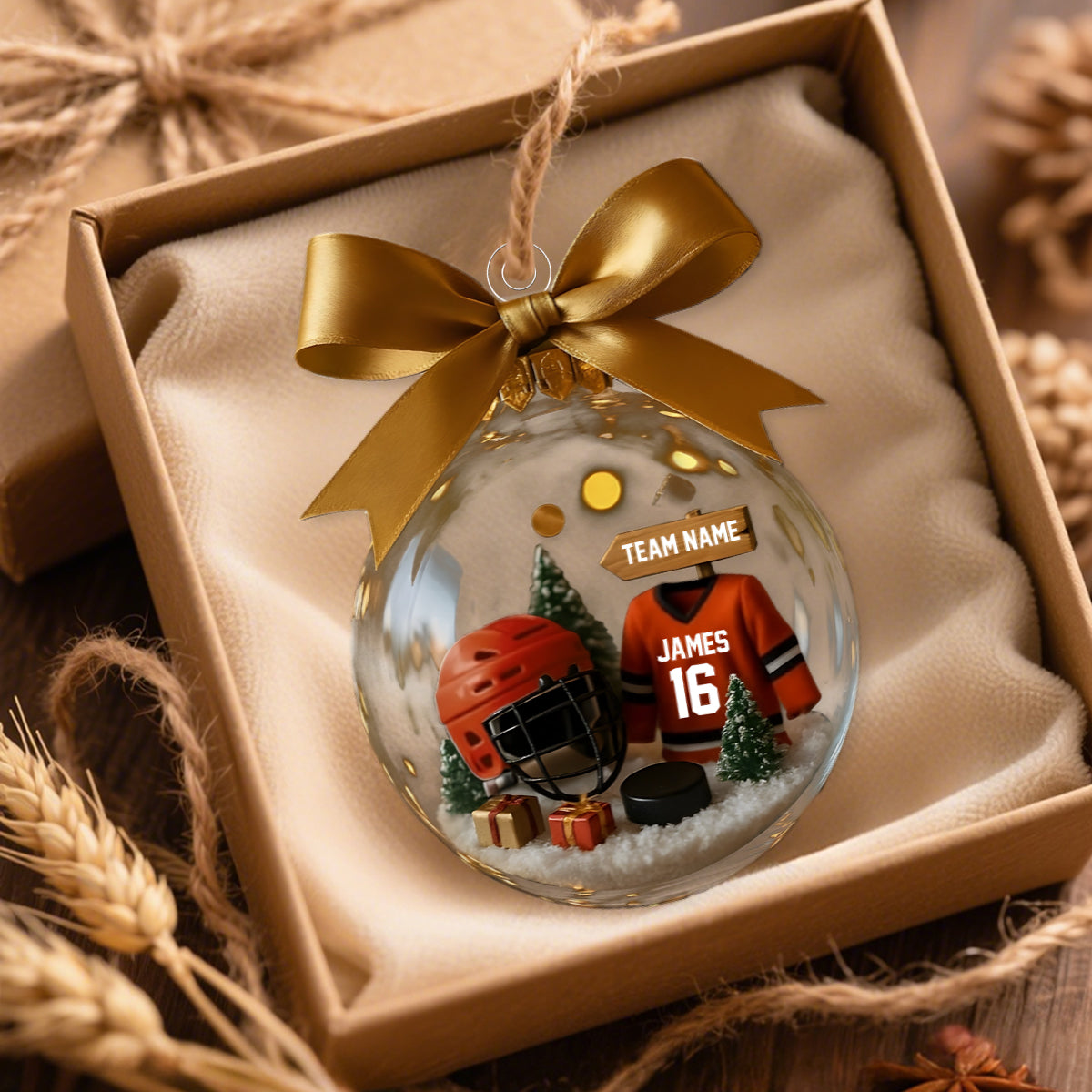 Personalized Hockey Transparent Ornament Gift for Hockey Lover