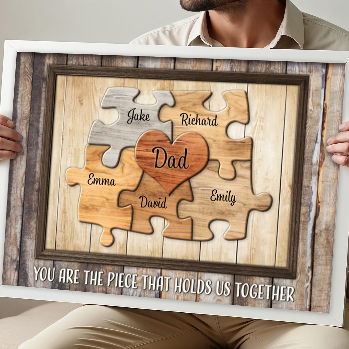 Dad You Are The Piece That Holds Us Together Personalized Puzzle Canvas Gift For Fathers Day