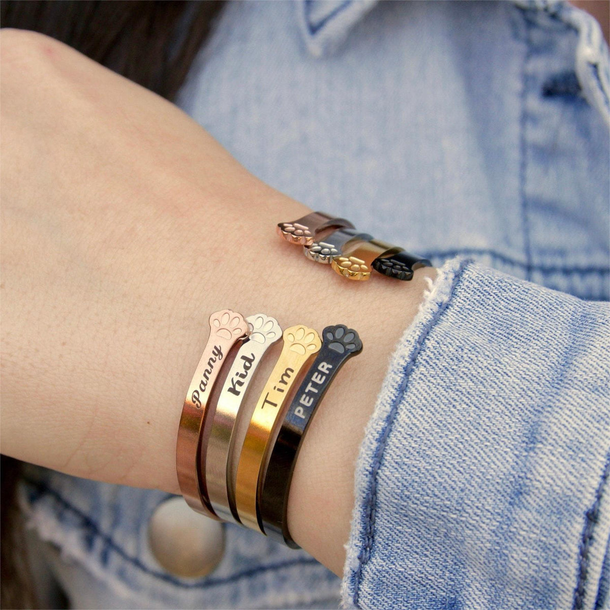 Personalized Pet Name Paw Bracelet - Sympathy Gift For Pet lover