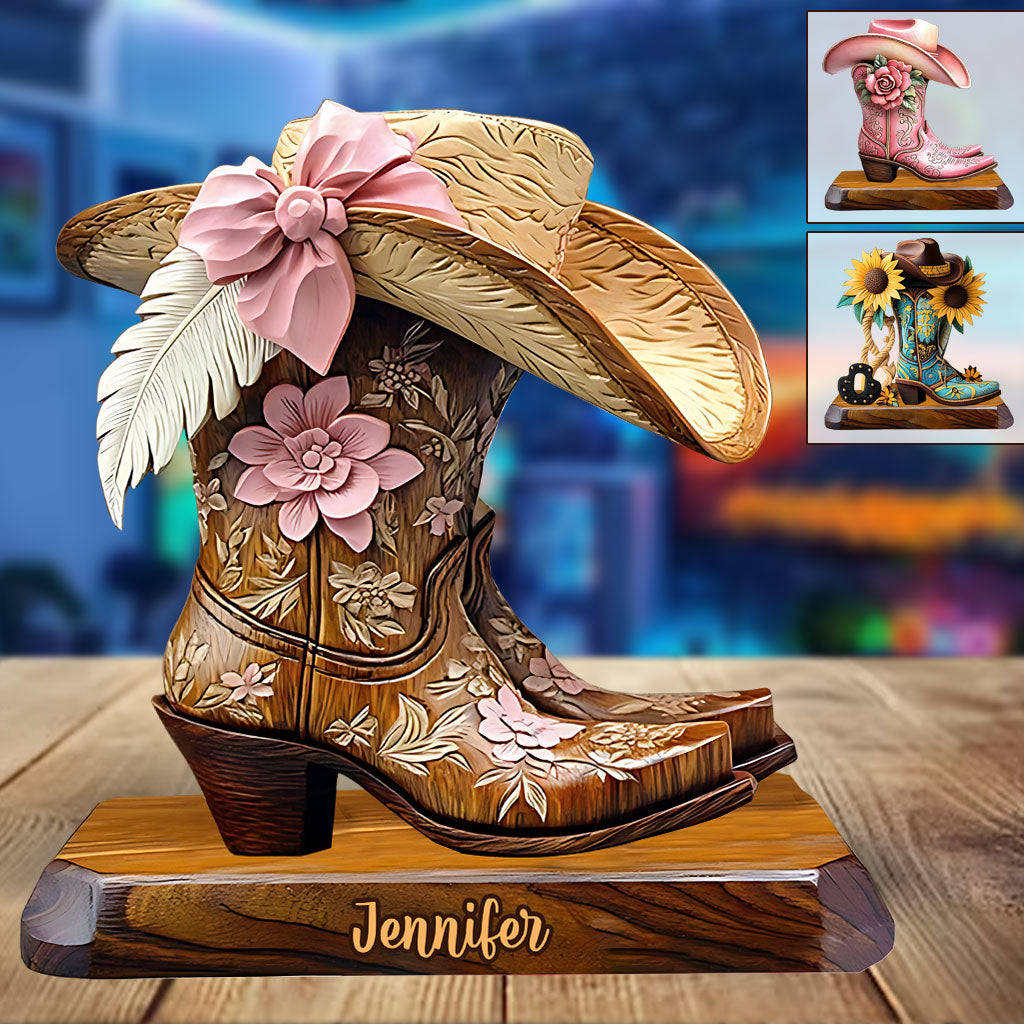 Personalized Cowgirl Boots Custom Shaped Acrylic Plaque
