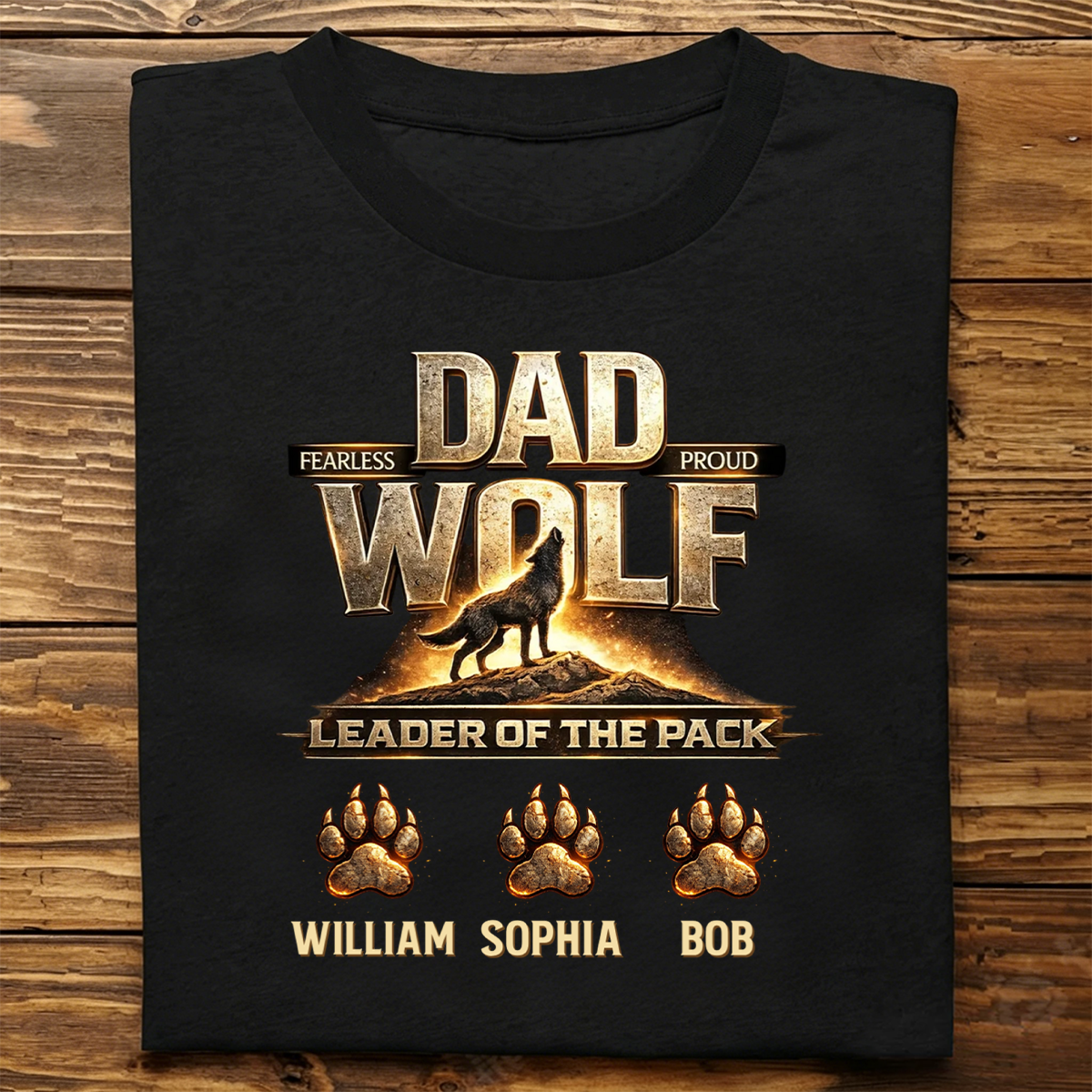 Papa Wolf T-shirt Personalized Gift for Father's Day