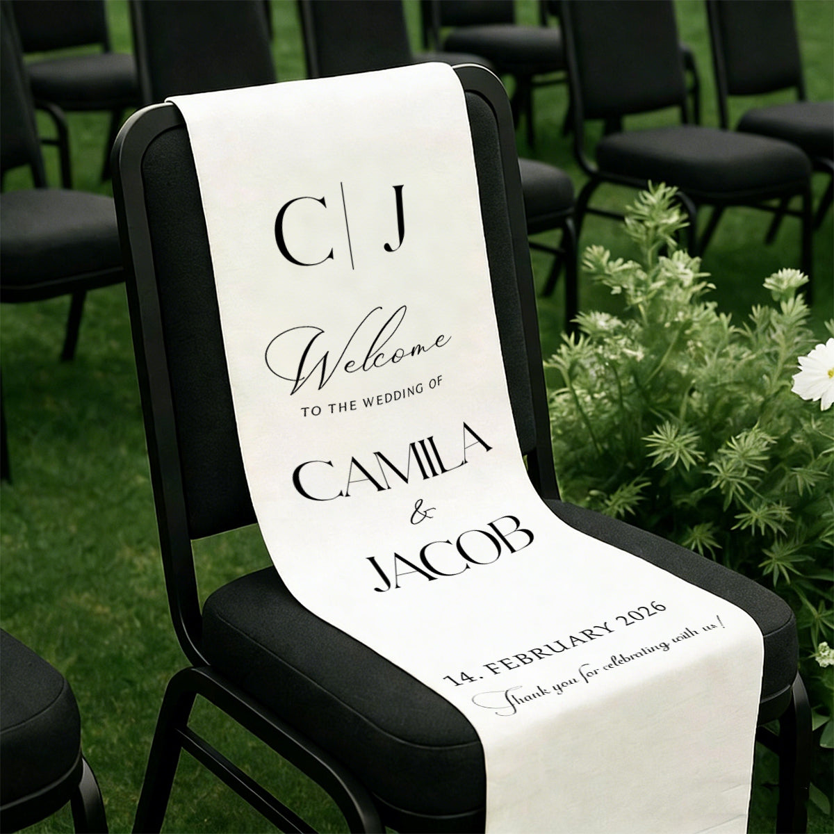 Custom Wedding Welcome Sign Wedding Banner - Personalized Fabric Banner for Ceremony or Reception Entrance
