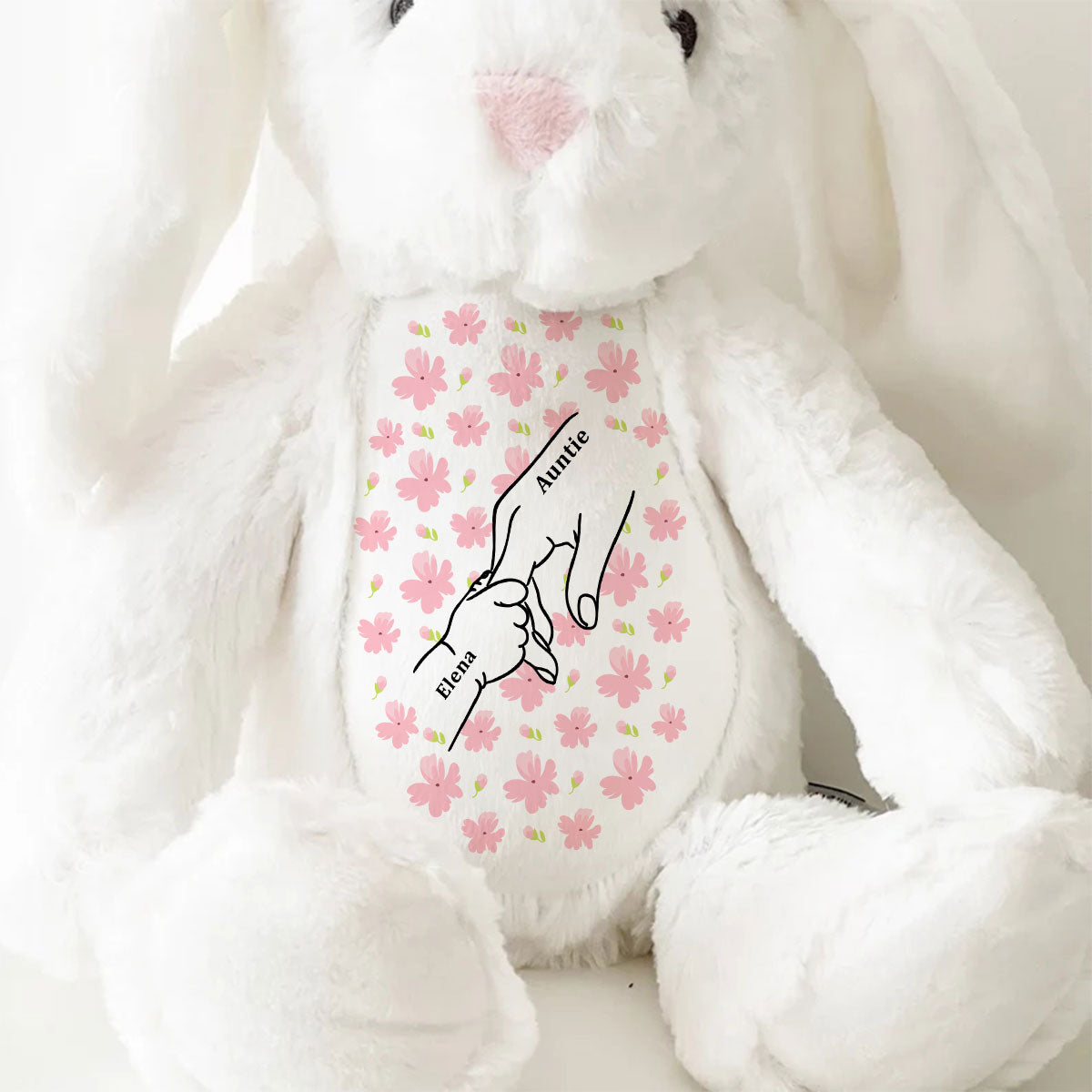My Dearest Holding My Hand - Personalized Custom Easter Bunny Plush Gift For Family Members
