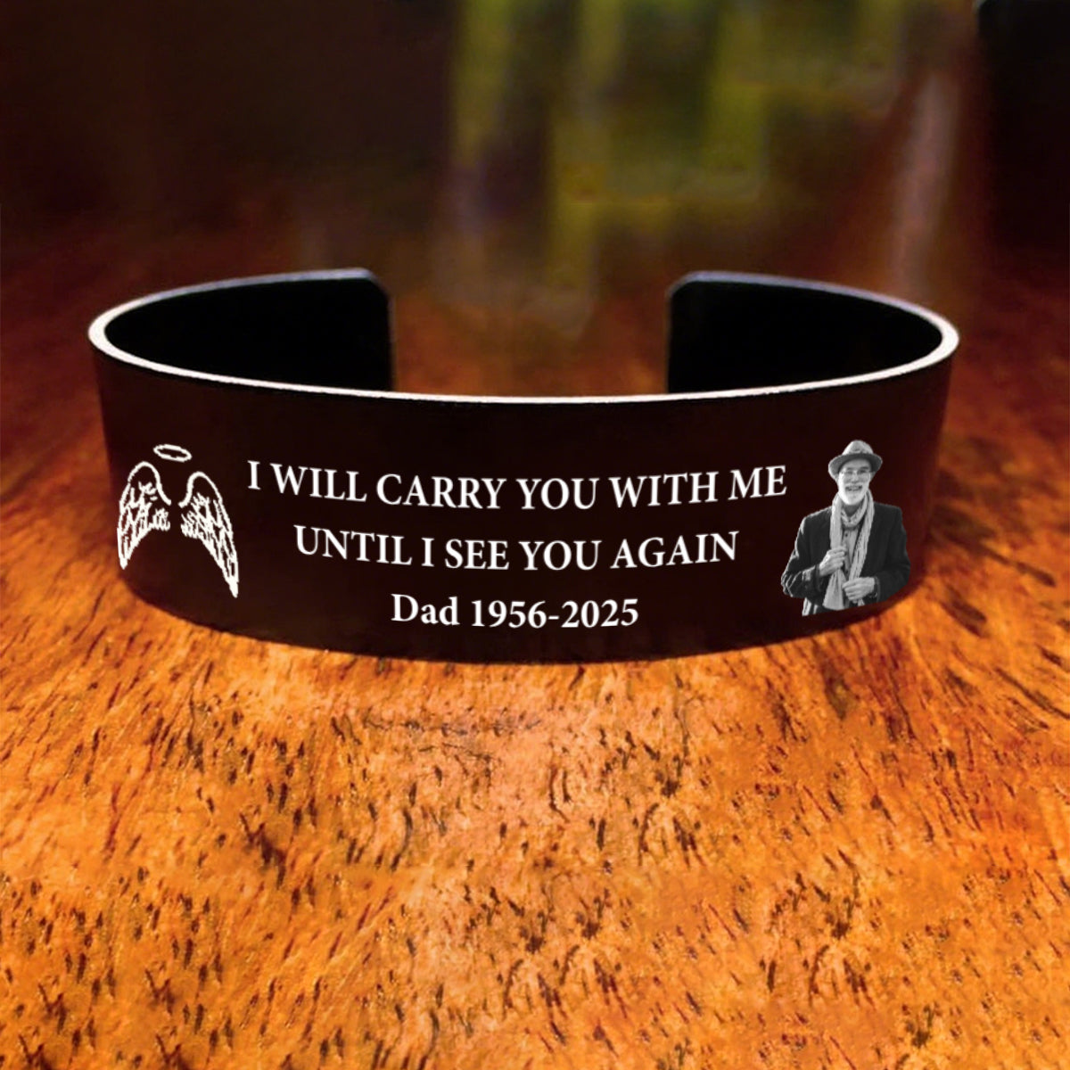 Personalized Memorial Bracelet with Custom Photo & Engraving – "In Loving Memory" Gift