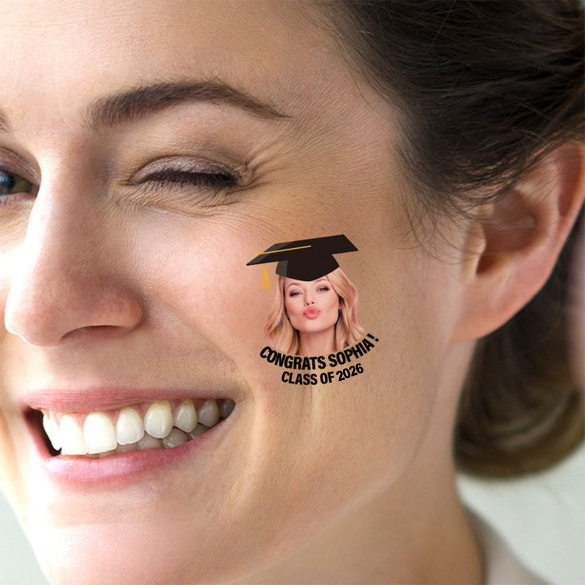 Congratulations Class Of 2026, Custom Temporary Tattoo With Personalized Photo, Text Name And Hashtag, Fake Tattoo, Graduation Gift
