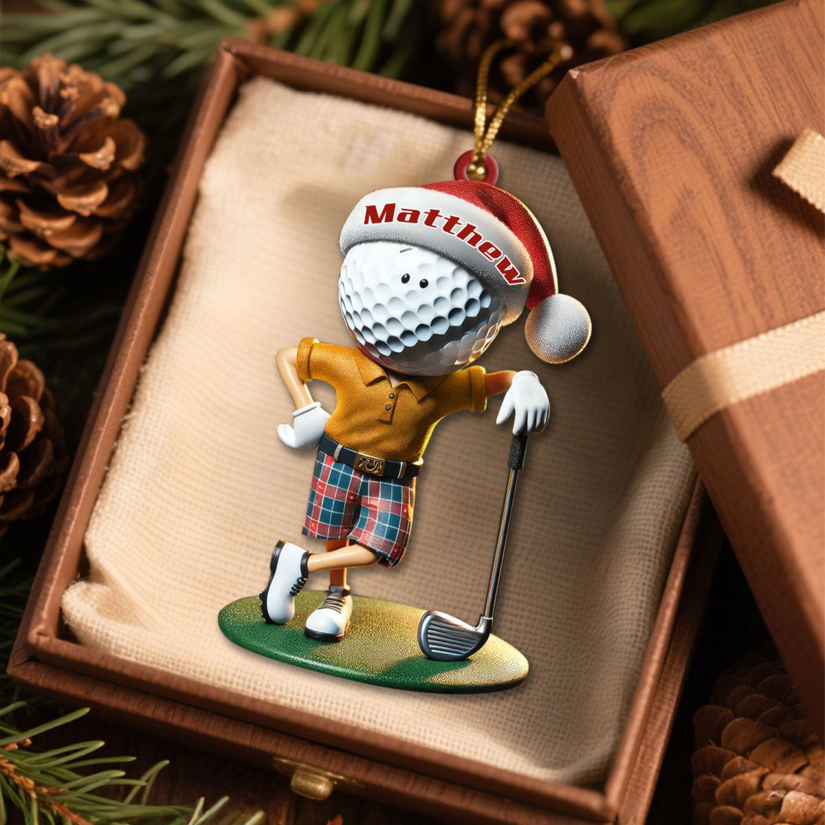 Custom Name Golf Santa Ornament, Golf Lover Christmas Gift