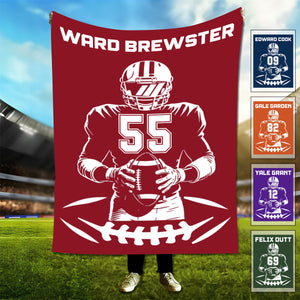 Personalized Football Blanket with Name Jersey Number Gifts for Football Lovers, Coaches, Fans