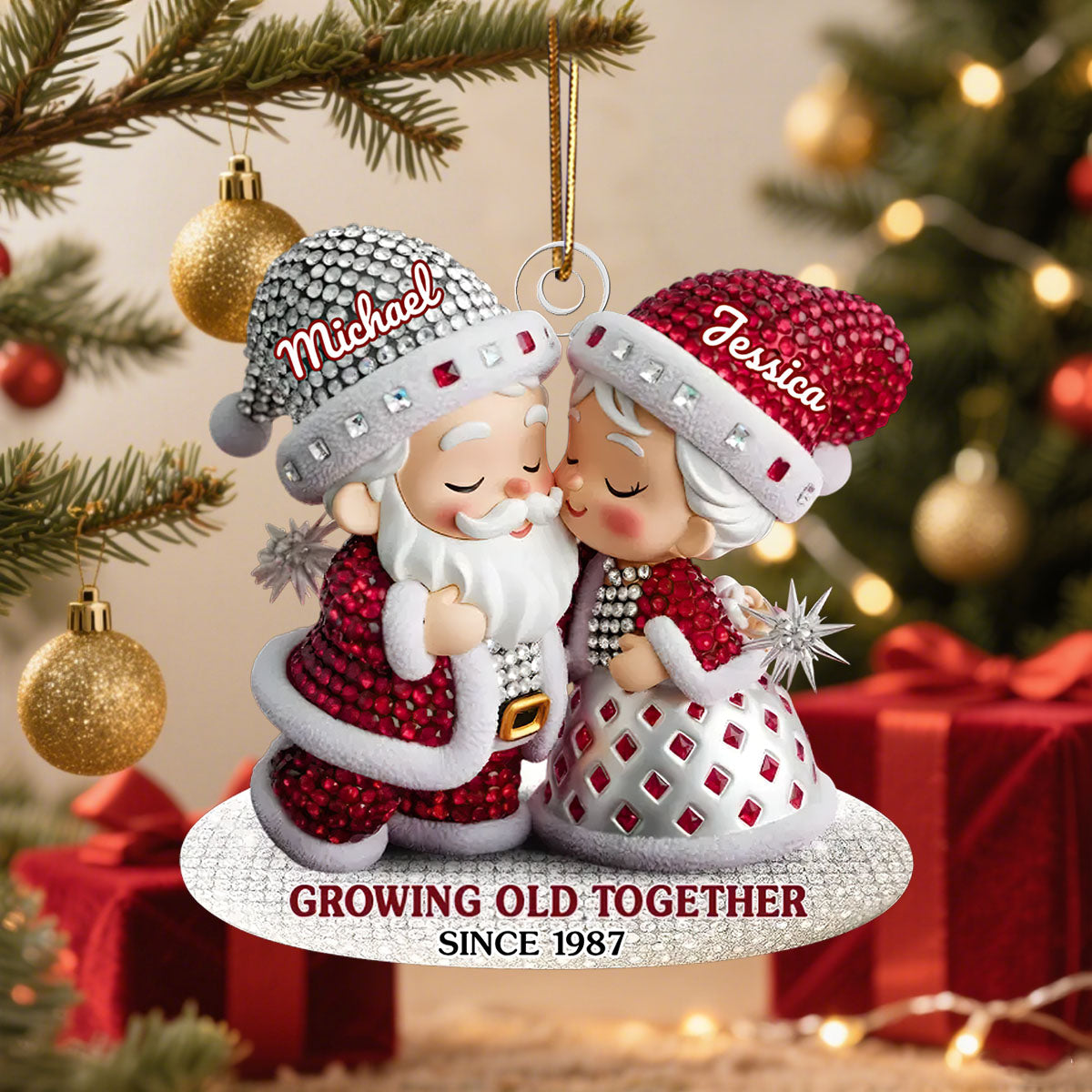 Custom Acrylic Ornament - Personalized Anniversary Christmas Wedding Gifts For Husband And Wife, Him And Her - Together, Always Merry