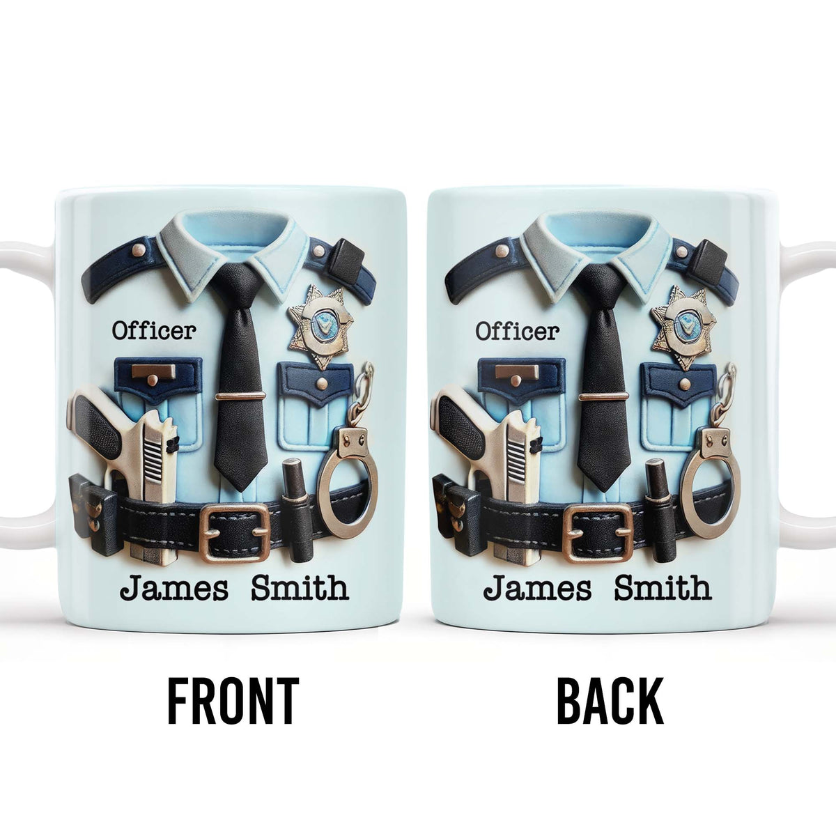 Officer, Police Uniform, Badge and Handcuffs, Custom Coffee Mug, Personalized Gift For Police Officers