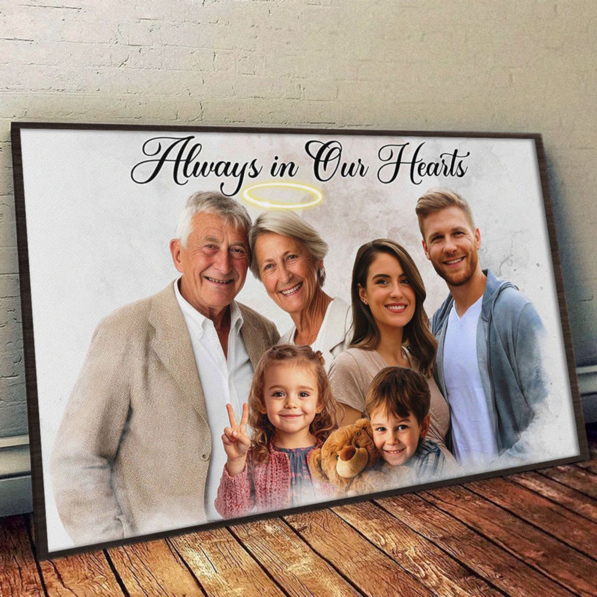 Custom Combine Photos Loved One With Quotes, Adding Halo To Deceased One - Personalized Canvas - Gift For Family Members