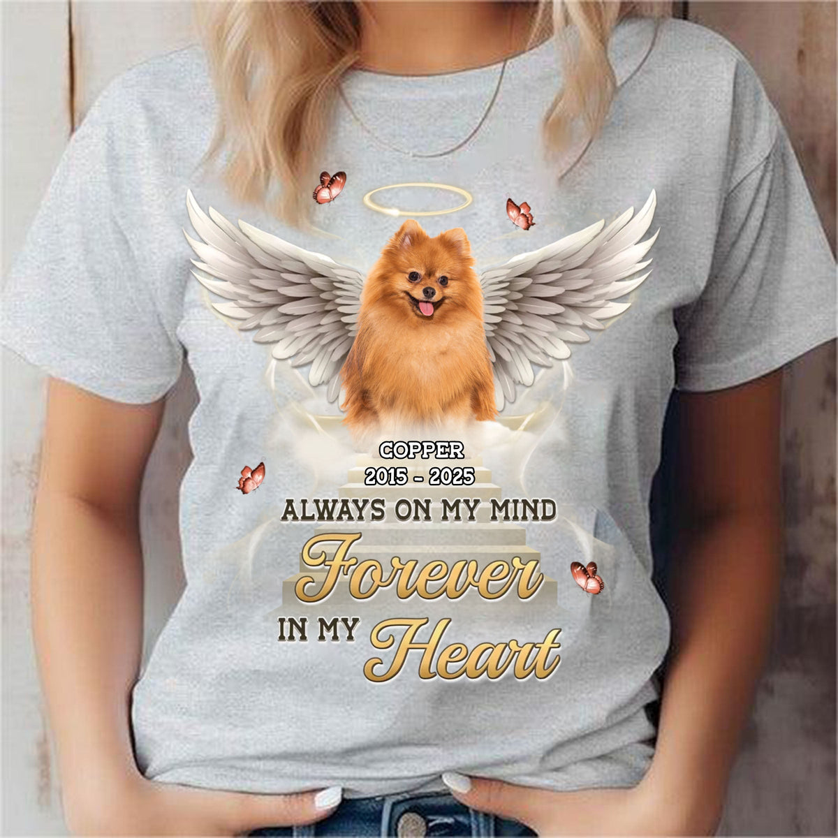 Custom Photo Always In My Heart - Memorial Personalized Unisex T-shirt