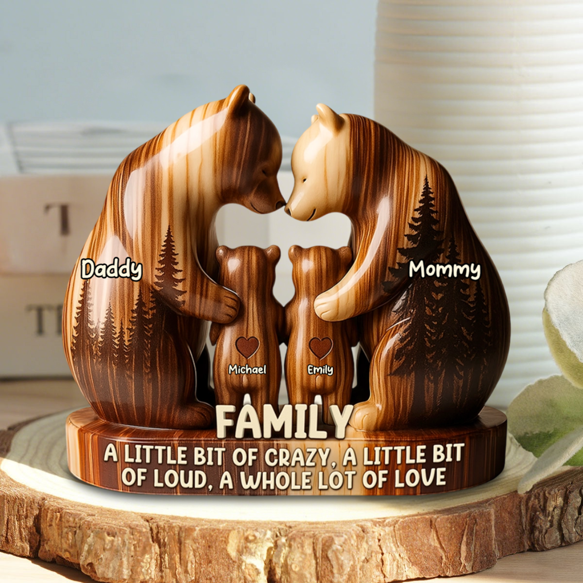 Personalized Bear Family Acrylic Plaque Gift For Family Members