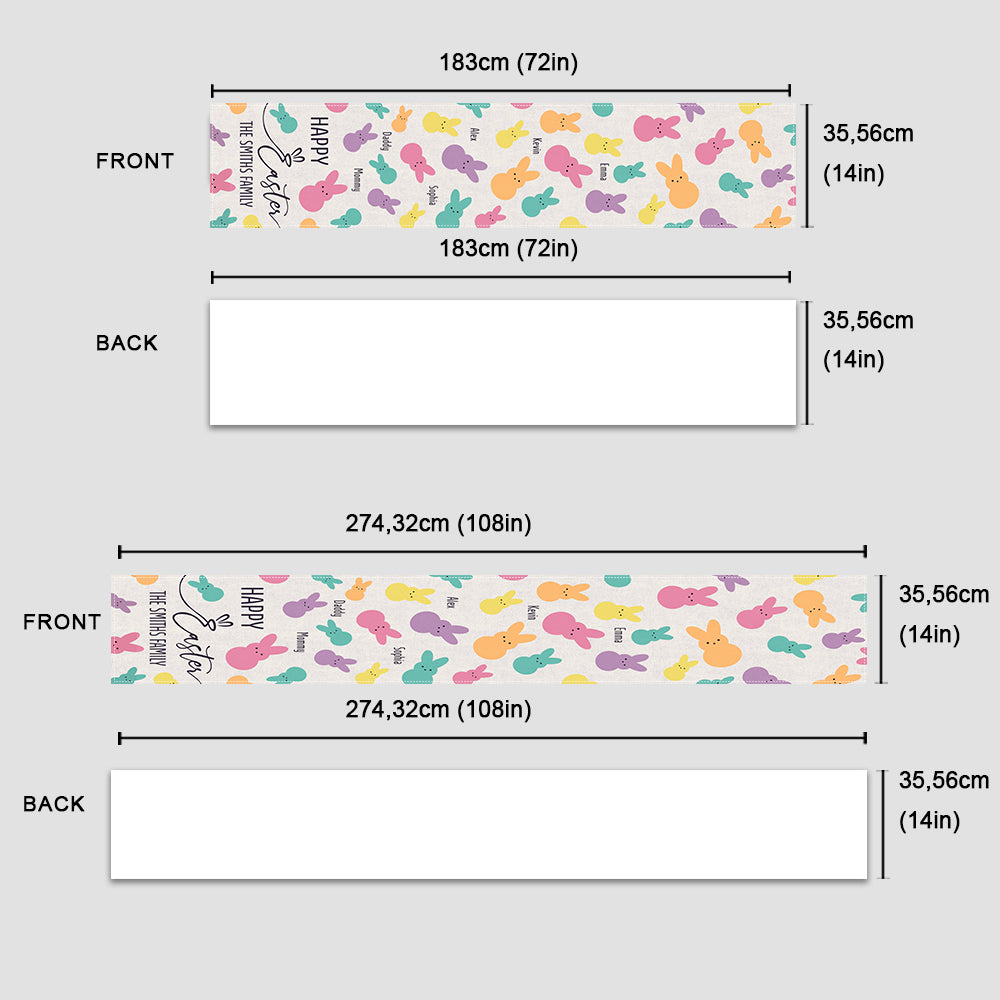 Happy Easter - Personalized Family Bunnies Table Runner