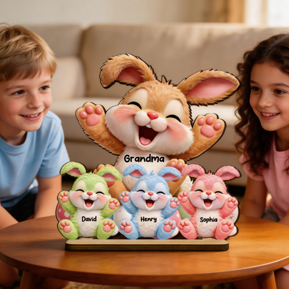 Grandma Bunny Easter Eggs - Personalized Wooden Plaque - Easter Decor for Grandma