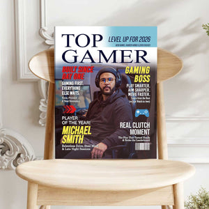 Custom Top Gamer Magazine Cover Canvas, Personalized Gamer Gift for Men, Video Game Gift for Him, Funny Gamer Gift