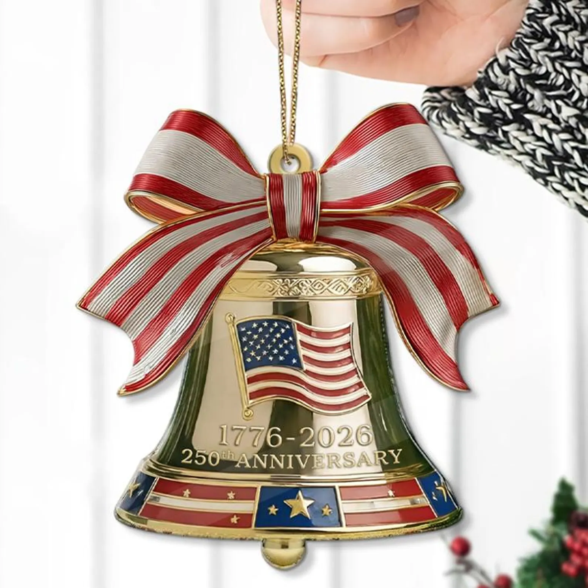250 years of America Anniversary Liberty Bell Ornament 1776–2026 Patriotic