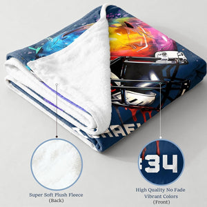 Personalized Football Blanket with Name Jersey Number, Custom Football Throw Blanket