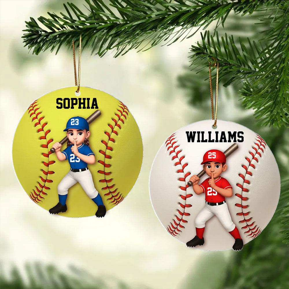Personalized Baseball Softball Player Ornament Gift For Sport Lover
