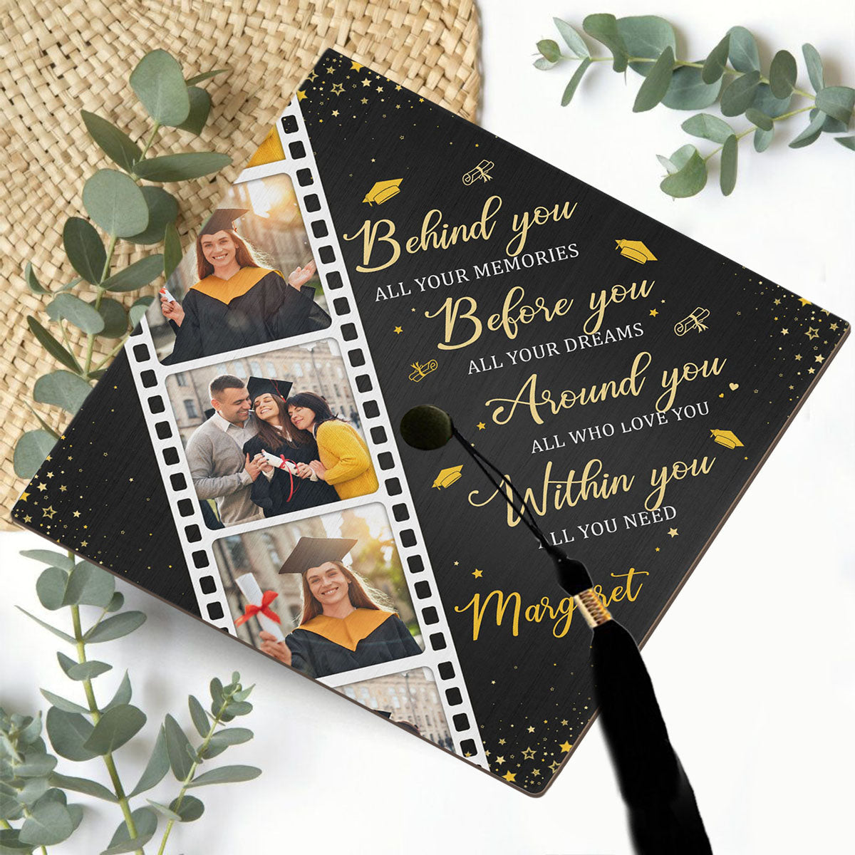 Behind You All Your Memories - Personalized Photo Graduation Cap Topper