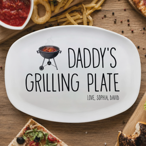 Daddy's Grilling Plate - Personalized Platter, Happy Father's Day Gift BBQ Lover Gift For Dadgrill Master Daddy Birthday Gift