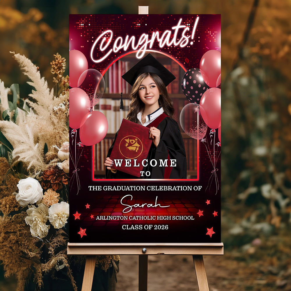 Personalized Graduation Welcome Sign Canvas - Custom Photo Graduation Gifts