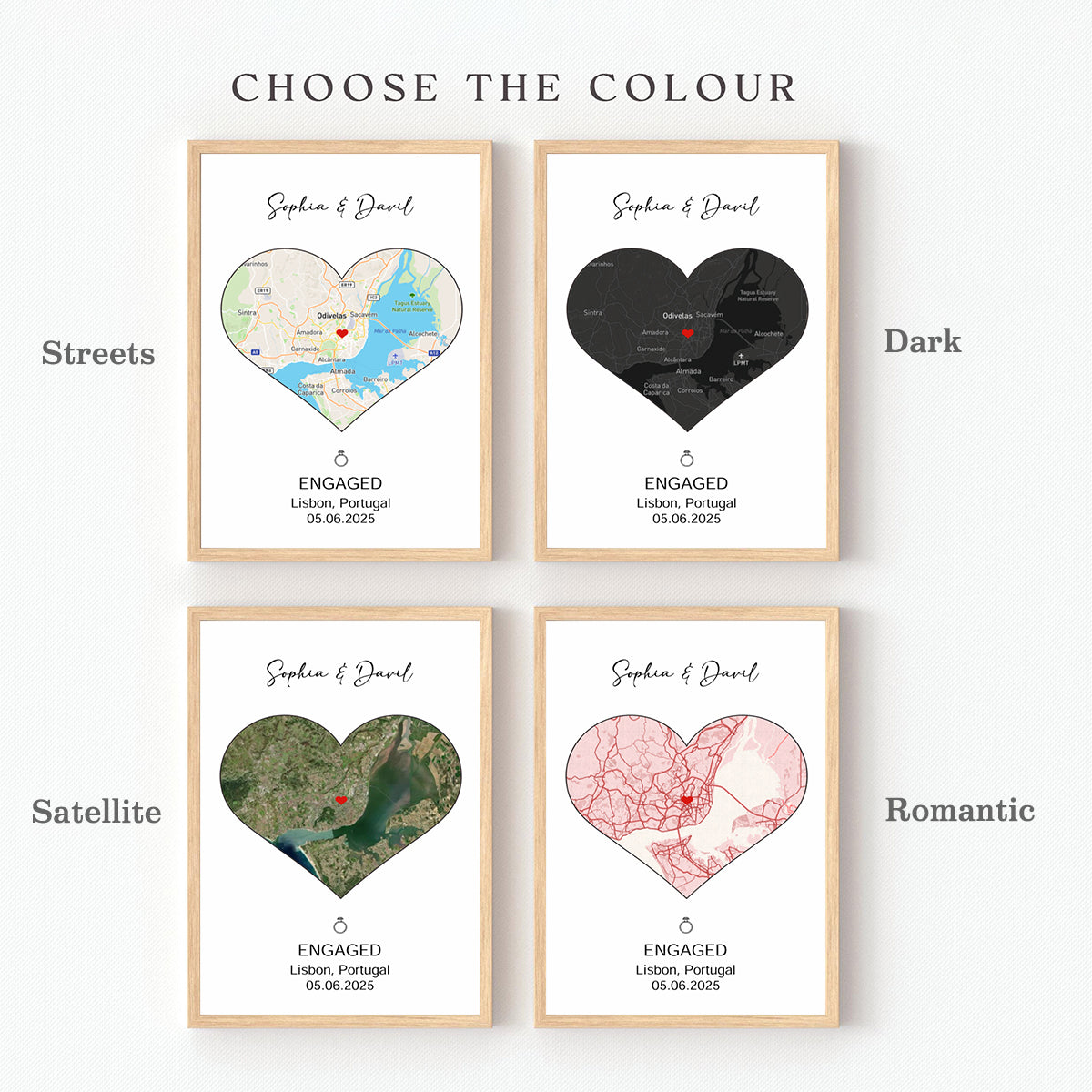 Engagement Gift, Couple Personalized Map Print