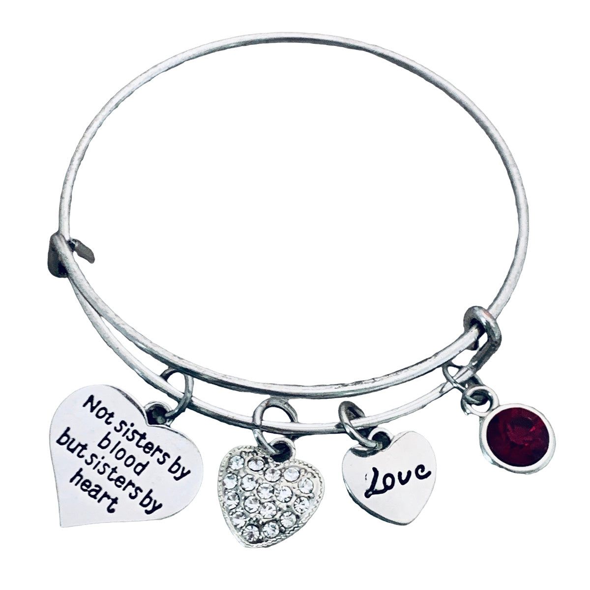 Personalized Best Friend Birthstone Charm Bracelet- Not Sisters By Blood But Sisters By Heart Bracelet