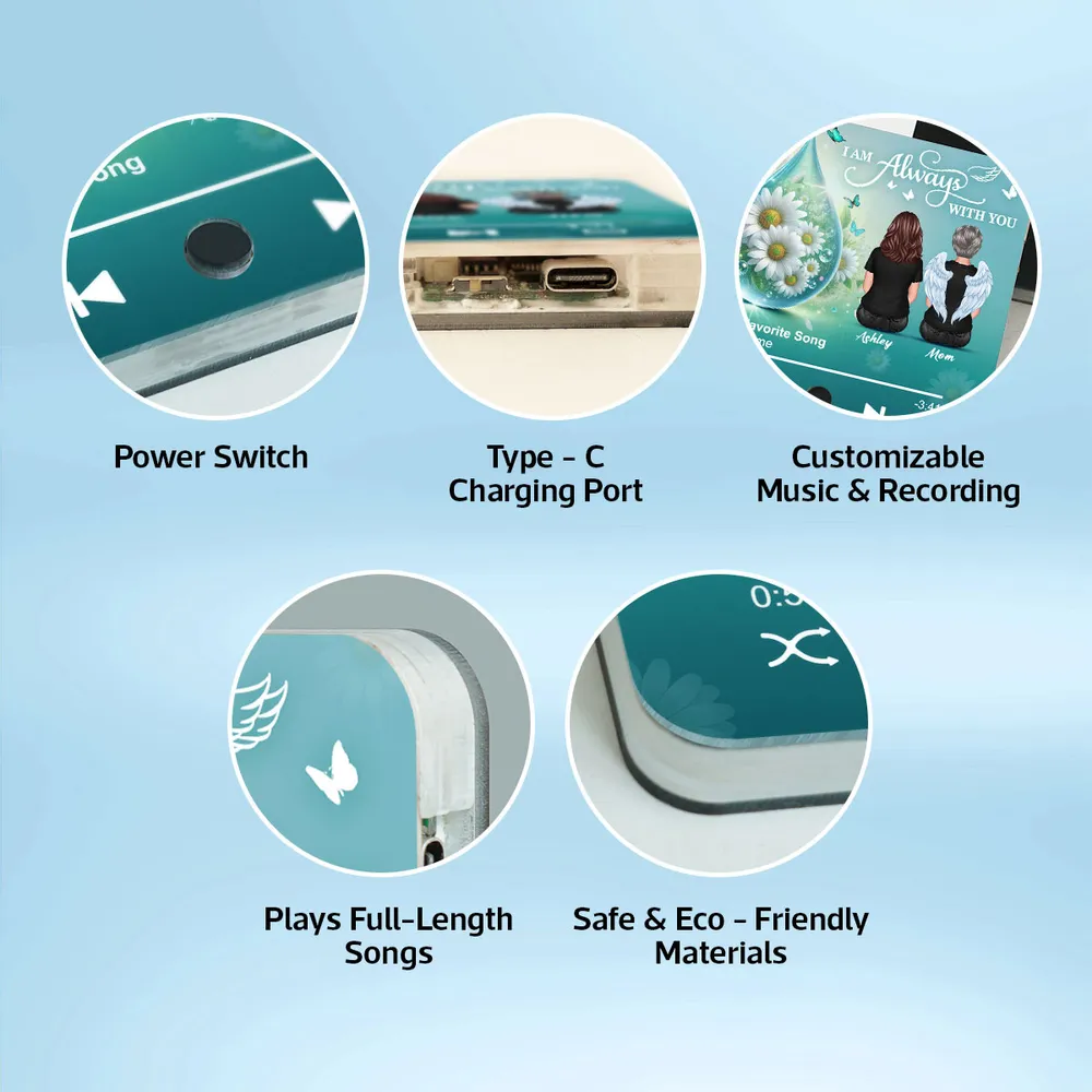 Realistic Teardop Family Members Memorial Personalized Music Fridge Magnet