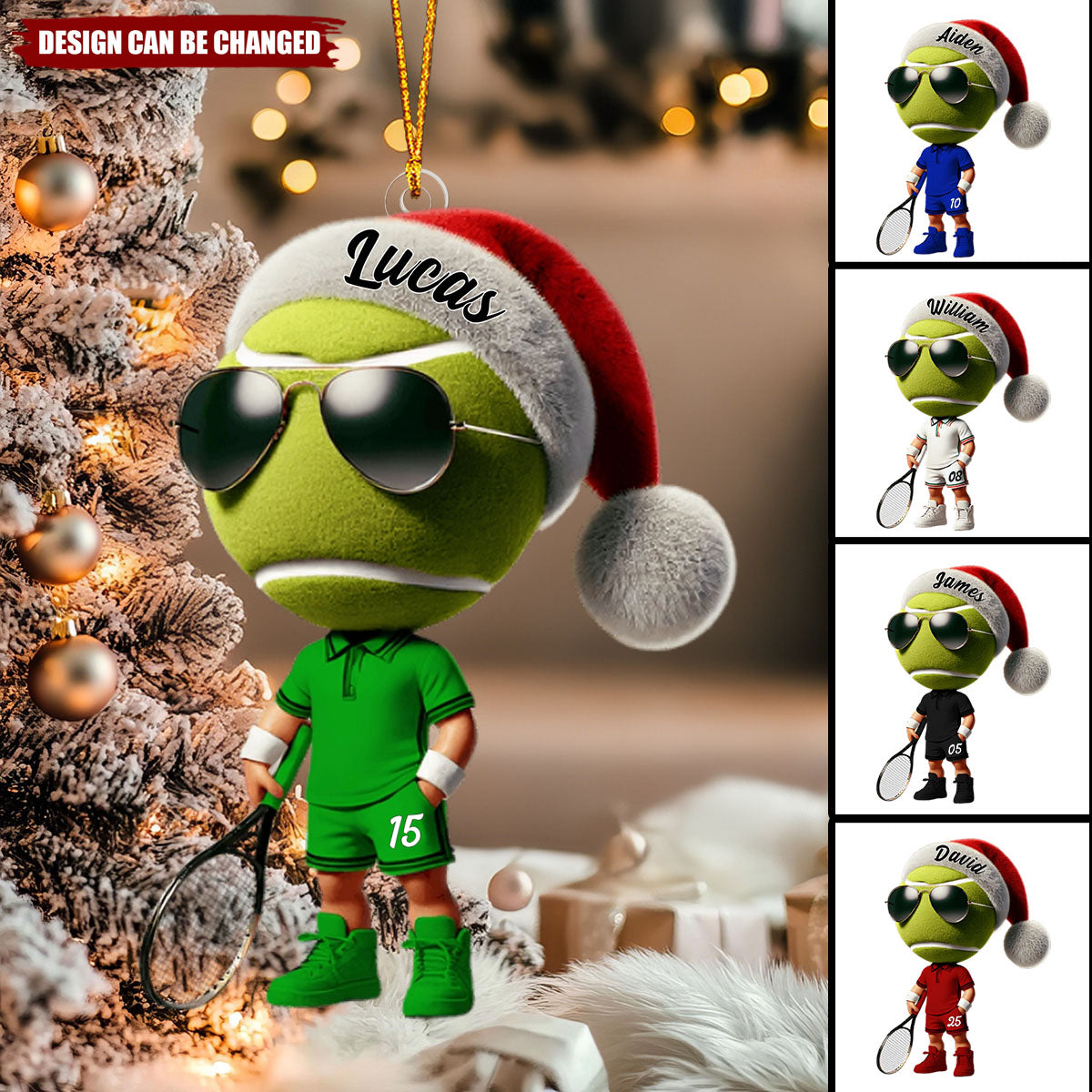 Cool Tennis Player Christmas Ornament, Personalized Acrylic  Ornament