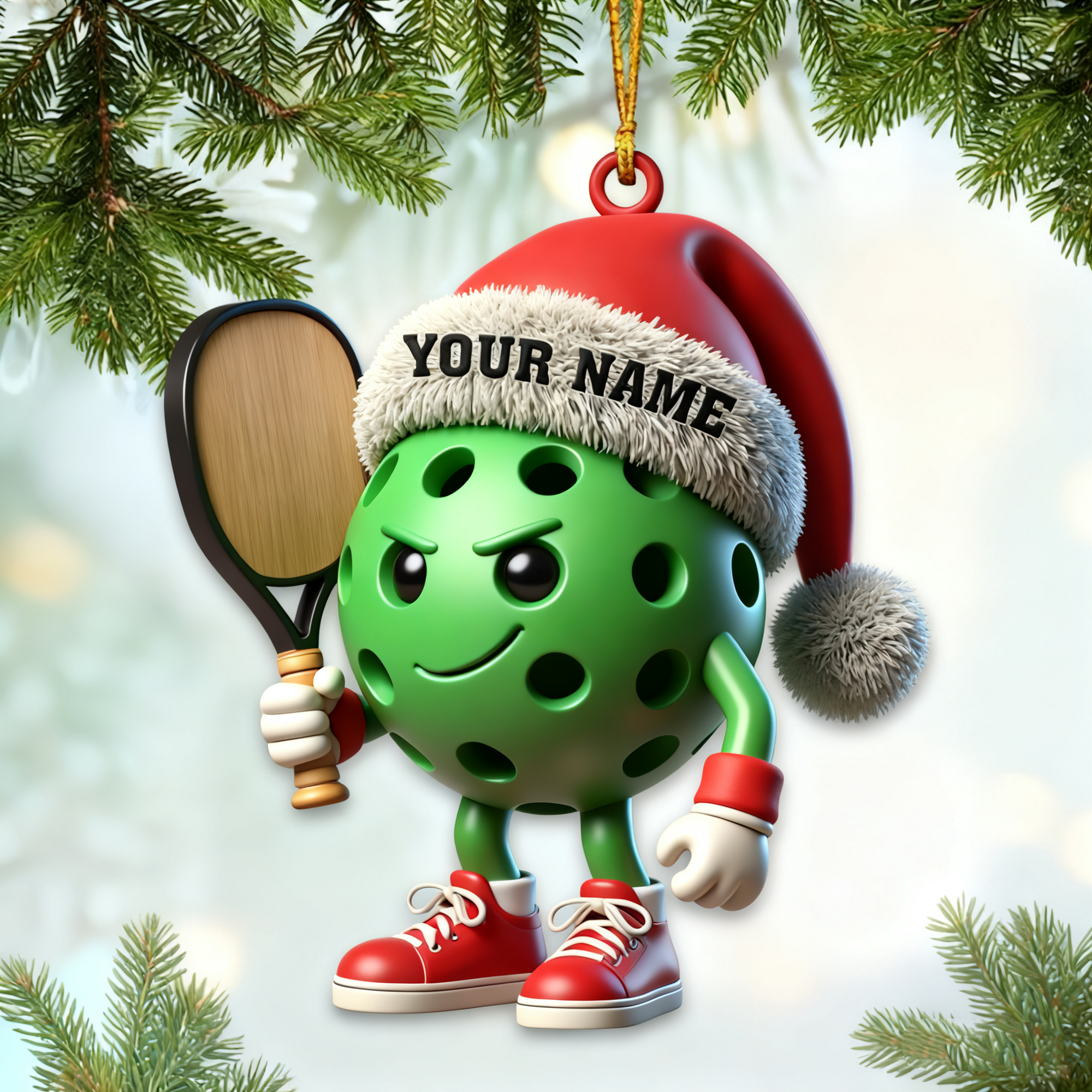 Custom Name Pickle Ball Ornament, Christmas Gift Decoration