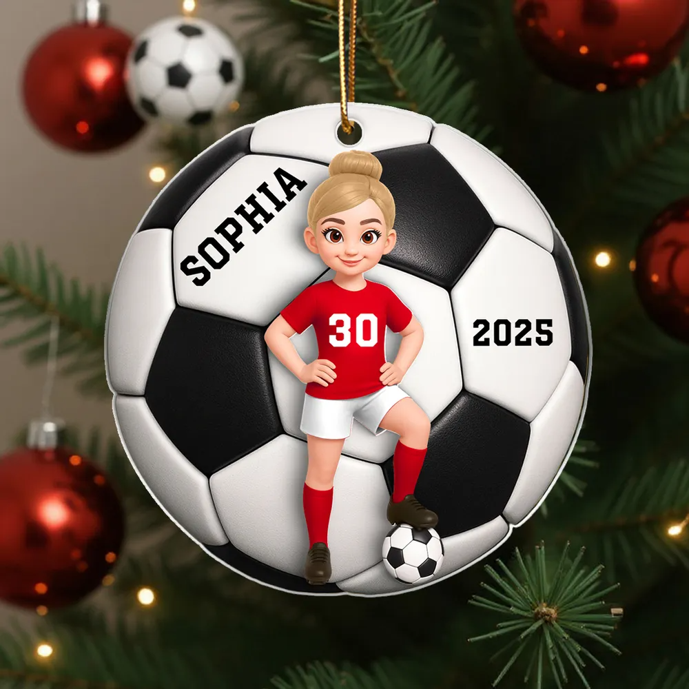 Soccer Girl Boy - Personalized Acrylic Ornament Christmas Gift For Daughter, Gift For Son