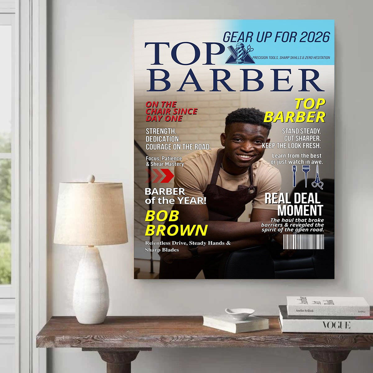 Personalized Barber Magazine Cover, Custom Barber Dad Gift, Barber Lover Gift